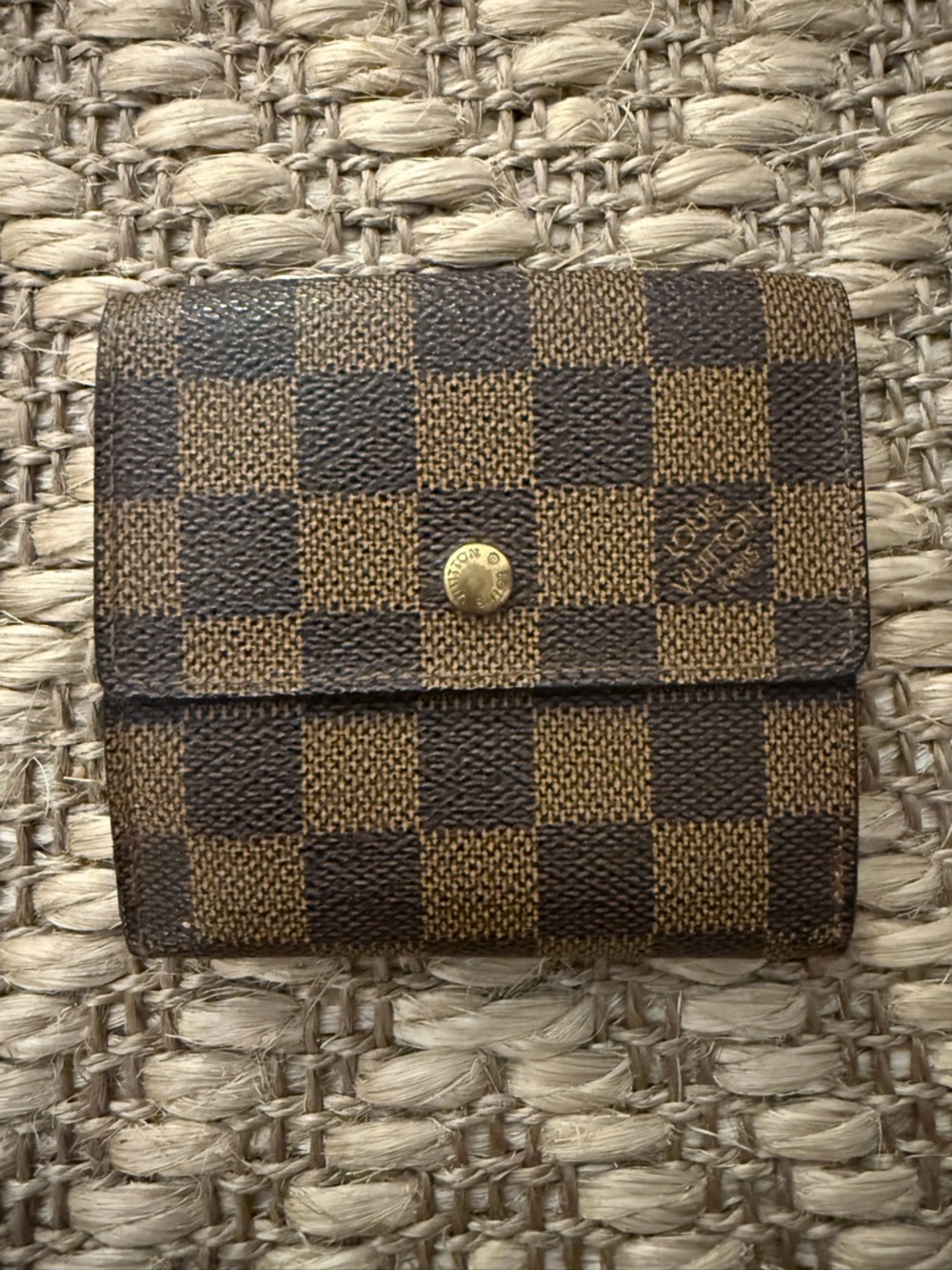Louis Vuitton Brown Damier Canvas Bifold Wallet with Gold Snap